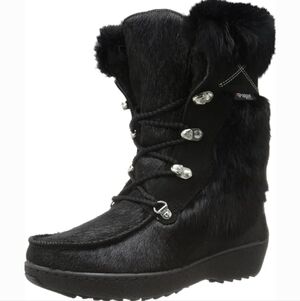Pajar Bionda Black Faux Fur Lace-Up Winter Boots Size 41 Or 10 - 10.5